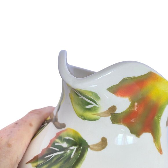 Nantucket Home Large Ceramic Fall Leaves Pitcher With Big Handle Autumn Colors - Picture 7 of 14